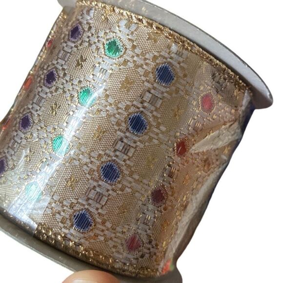 Lot Of 11 Vintage Spools Gold Ribbon Some Wired Craft New Old Stock NOS Christma - Picture 5 of 8